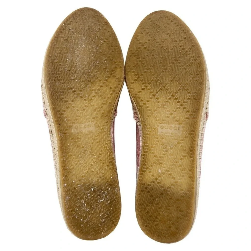 Gucci Pink GG Canvas‎ Espadrille Flats Slip On Shoes 37.5